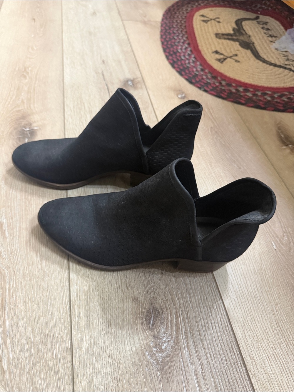 Lucky Brand Black Suede-Look Ankle Booties